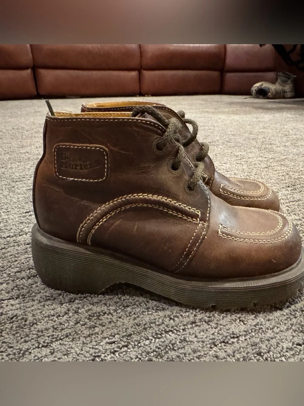 Dr. Martens Kids Brown Leather Lace-Up Boots